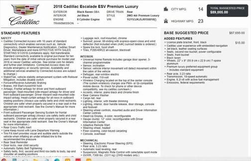 2018 Cadillac Escalade ESV Premium Luxury