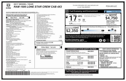 2017 RAM 1500 Lone Star