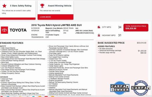 2016 Toyota RAV4 Hybrid Limited