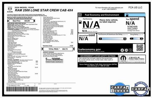 2020 RAM 2500 Lone Star Crew Cab 4X4 6'4' Box
