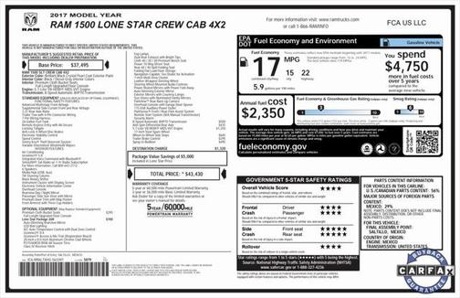 2017 RAM 1500 Lone Star