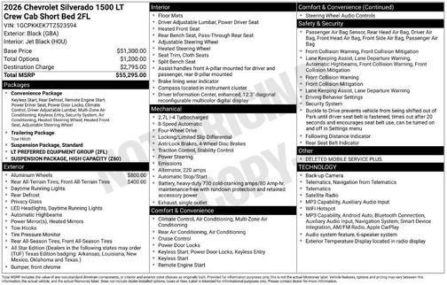 Black 2026 Chevrolet Silverado 1500 LT