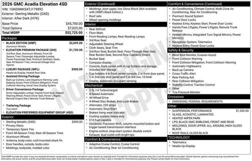 2026 GMC Acadia AWD Elevation