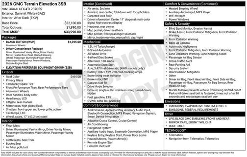 2026 GMC Terrain AWD Elevation