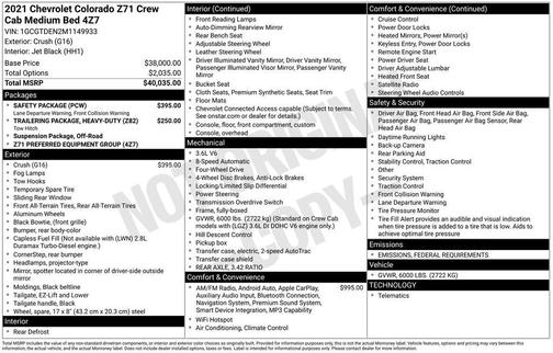 2021 Chevrolet Colorado Z71