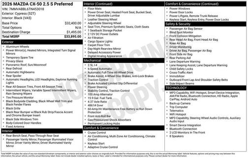Cypress 2026 Mazda CX-50 Preferred