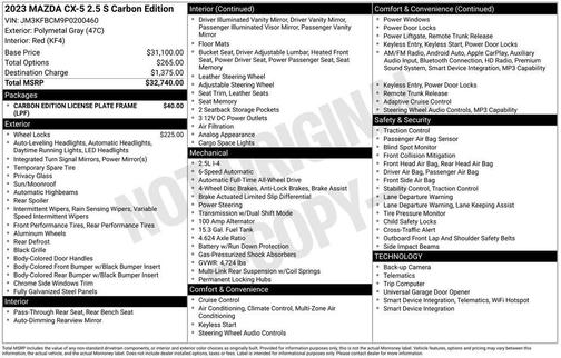 Polymetal Gray Metallic 2023 Mazda CX-5 2.5 S Carbon Edition