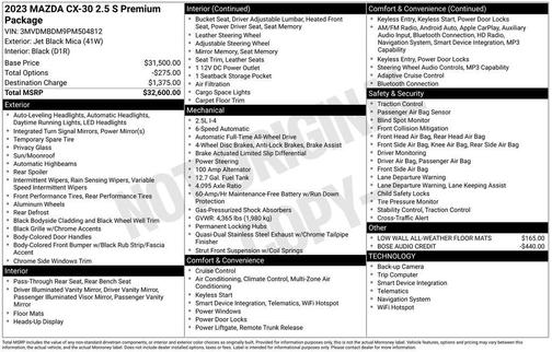 Jet Black Mica 2023 Mazda CX-30 Premium Package