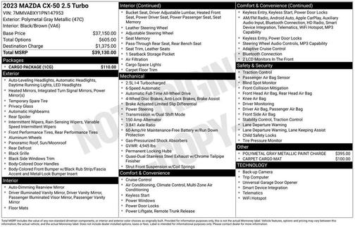 Polymetal Gray Metallic 2023 Mazda CX-50 2.5 Turbo