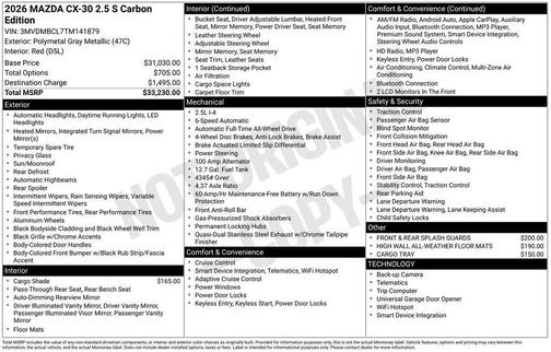 Polymetal Gray Metallic 2026 Mazda CX-30 2.5 S Carbon Edition