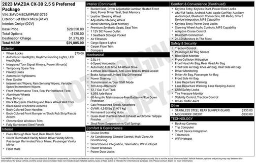 Jet Black Mica 2023 Mazda CX-30 2.5 S Preferred Package
