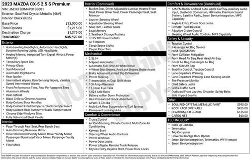 Soul Red Crystal Metallic 2023 Mazda CX-5 2.5 S Premium