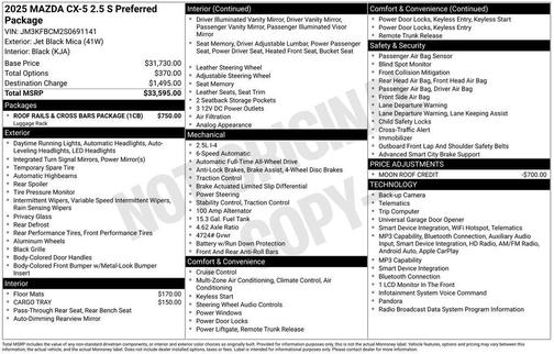 Jet Black Mica 2025 Mazda CX-5 2.5 S Preferred Package