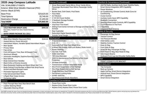 Billet Silver Metallic Clearcoat 2020 Jeep Compass Latitude