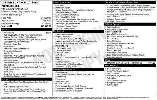 Machine Gray Metallic 2025 Mazda CX-50 2.5 Turbo Premium Plus Package