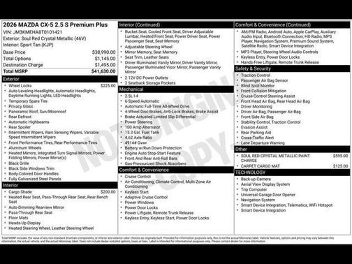 Soul Red Crystal Metallic 2026 Mazda CX-5 Premium Plus