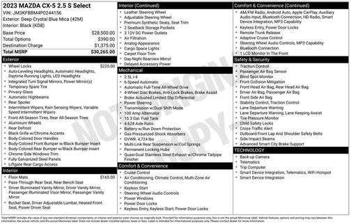 Deep Crystal Blue Mica 2023 Mazda CX-5 2.5 S Select Package