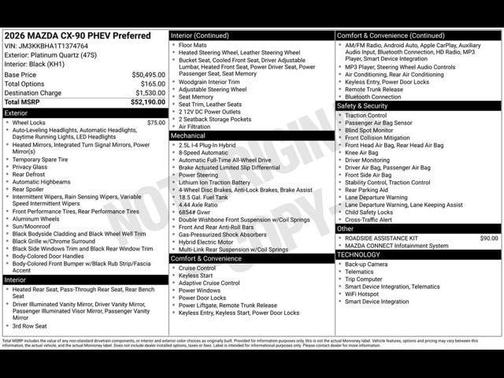 Platinum Quartz Metallic 2026 Mazda CX-90 Preferred