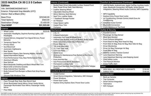 Polymetal Gray Metallic 2025 Mazda CX-30 2.5 S Carbon Edition