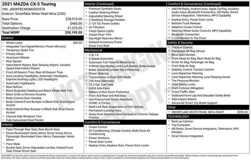 Snowflake White Pearl 2021 Mazda CX-5 Touring