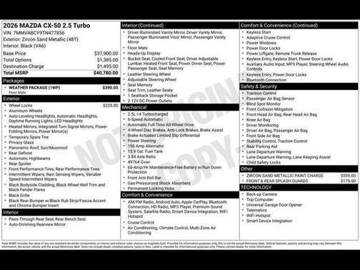 Zircon Sand Metallic 2026 Mazda CX-50 2.5 Turbo