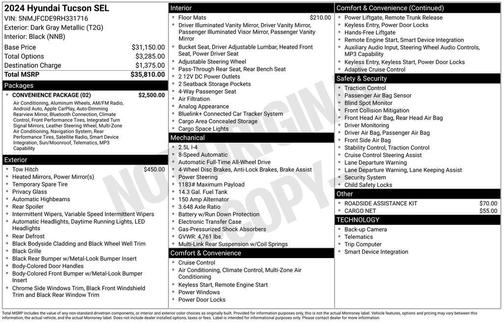 Dark Gray Metallic 2024 Hyundai TUCSON SEL