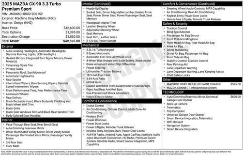 2025 Mazda CX-90 3.3 Turbo Premium Sport