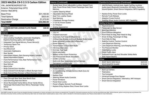 Polymetal Gray Metallic 2023 Mazda CX-5 2.5 S Carbon Edition
