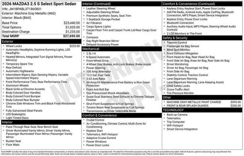 2026 Mazda Mazda3 FWD w/Select Package