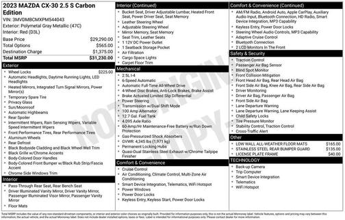Polymetal Gray Metallic 2023 Mazda CX-30 2.5 S Carbon Edition