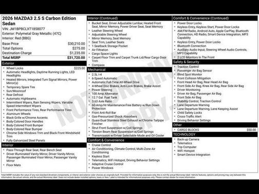 2026 Mazda Mazda3 2.5 S Carbon Edition