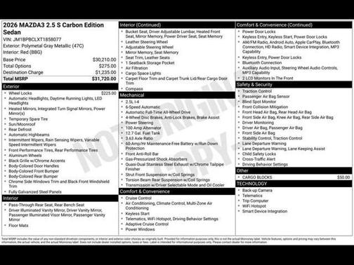 2026 Mazda Mazda3 2.5 S Carbon Edition