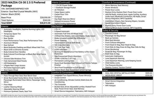2023 Mazda CX-30 2.5 S Preferred Package