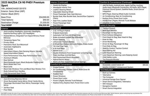2025 Mazda CX-90 PHEV Premium Sport