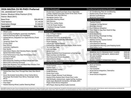 Rhodium White Premium 2026 Mazda CX-90 Preferred