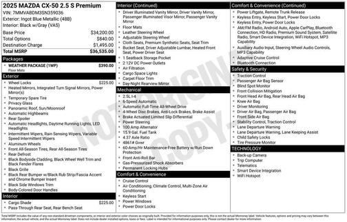 Ingot 2025 Mazda CX-50 2.5 S Premium Package