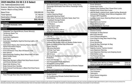 2025 Mazda CX-50 2.5 S Select Package