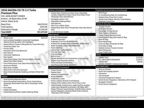 Jet Black Mica 2026 Mazda CX-70 CX-70