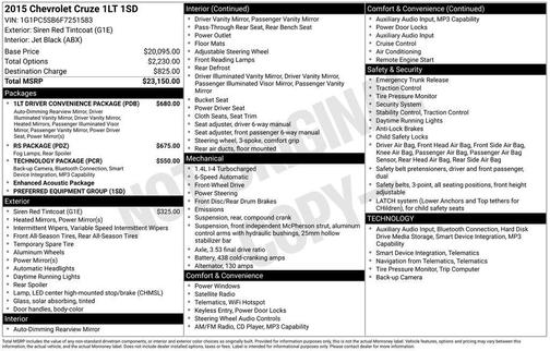 Siren Red Tintcoat 2015 Chevrolet Cruze 1LT
