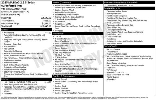 Jet Black Mica 2025 Mazda Mazda3 FWD w/Preferred Package