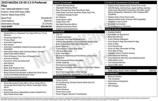 Wind Chill Pearl 2023 Mazda CX-50 2.5 S Preferred Plus Package