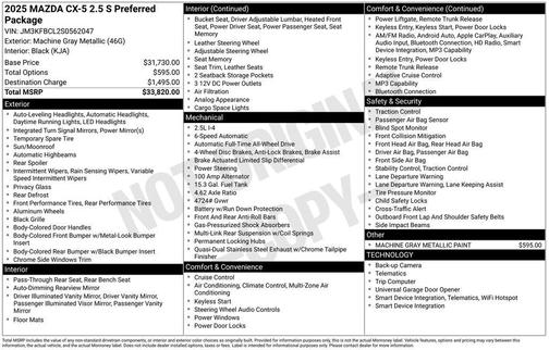 Machine Gray Metallic 2025 Mazda CX-5 Preferred