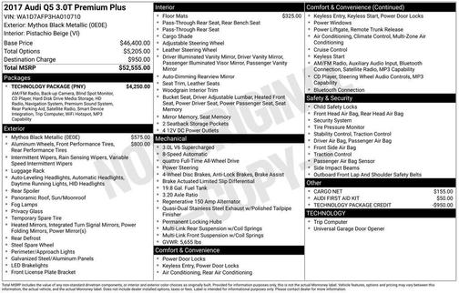 Mythos Black Metallic 2017 Audi Q5 3.0T Premium Plus