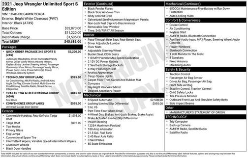 2021 Jeep Wrangler Unlimited Sport