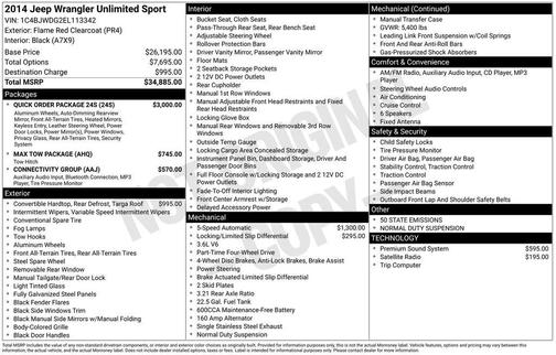 2014 Jeep Wrangler Unlimited Sport