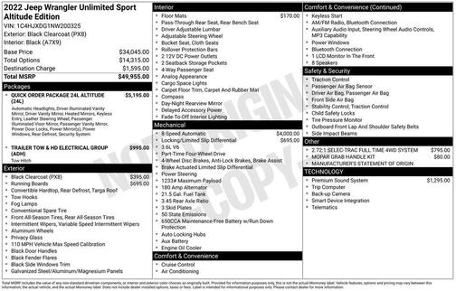 Black Clearcoat 2022 Jeep Wrangler Unlimited Sport Altitude
