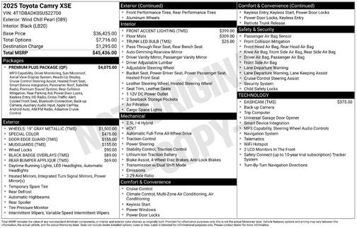 Pearl 2025 Toyota Camry XSE