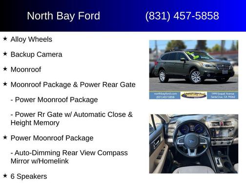 Wilderness Green Metallic 2016 Subaru Outback 2.5i Premium
