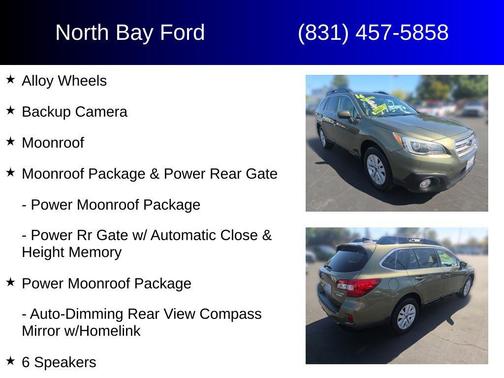 Wilderness Green Metallic 2016 Subaru Outback 2.5i Premium