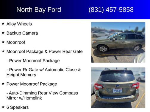 Wilderness Green Metallic 2016 Subaru Outback 2.5i Premium